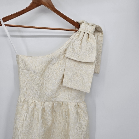 Abbey Glass Caroline Gown White Bubble Jacquard One Shoulder Womens Size Small - Picture 6 of 10